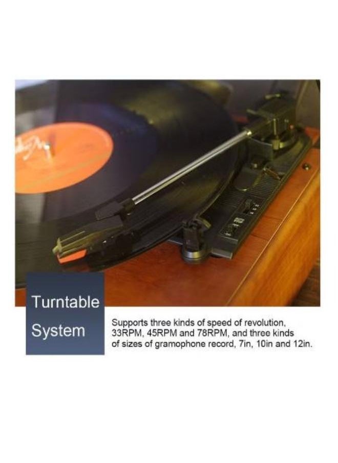 Generic - Portable Phonograph Vinyl Record Player Retro Classic Turntable Phonograph Built In Stereo Speaker Retro Phonograph Multifunctional Portable Bluetooth Jukebox  Red - Image 1