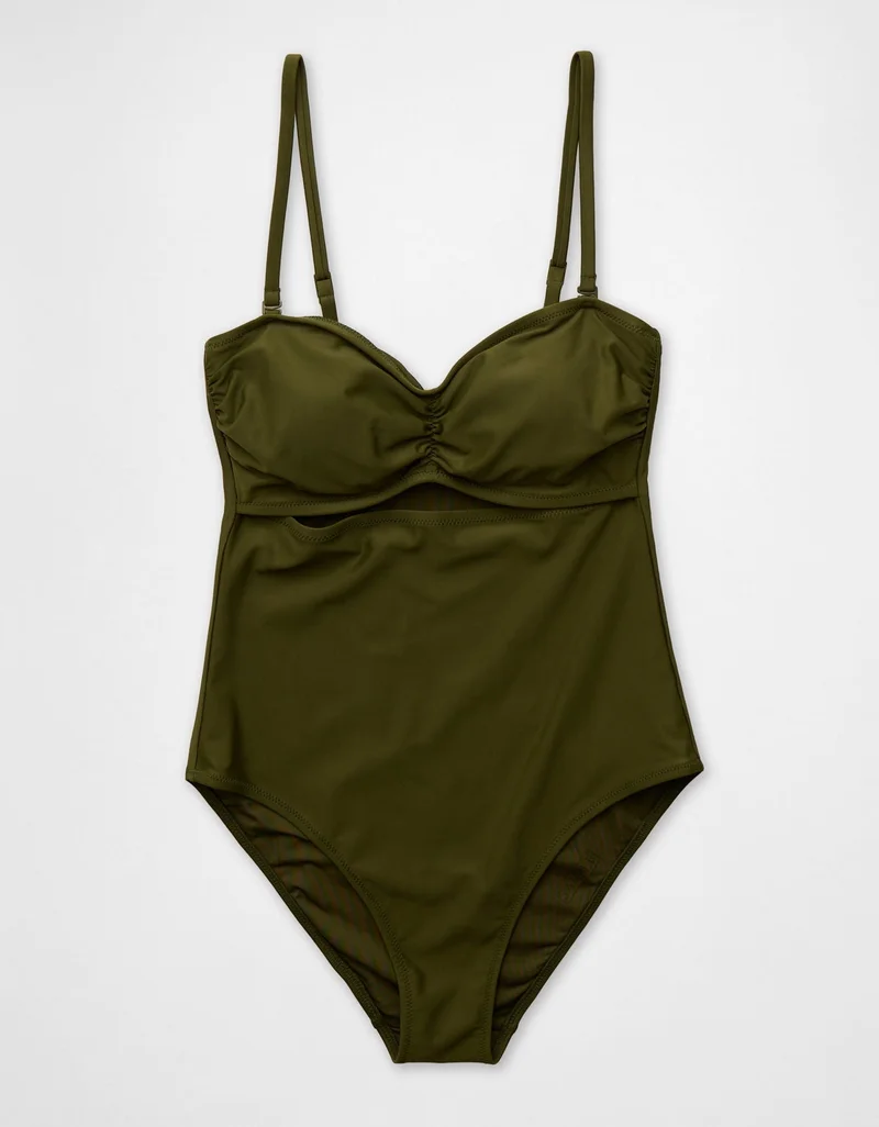 Aerie  Aerie Bandeau Cut Out Full Coverage One Piece Swimsuit for Women | Best Price UAE