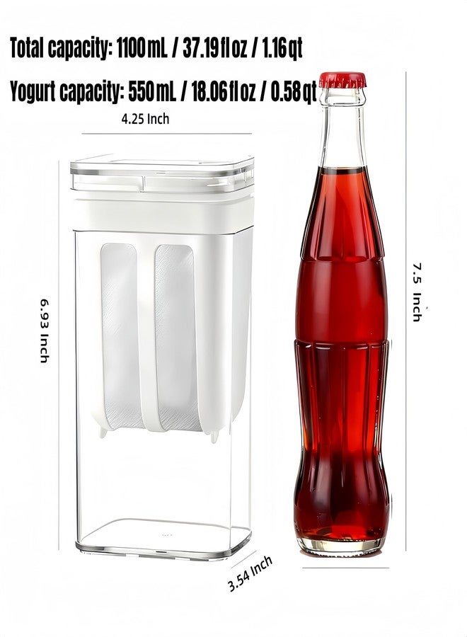 FindXeink Greek Yogurt Strainer Separator Capacity 【1.16 quarts】- Yogurt Filter for Whey Separation, Suitable for Juice & Yogurt Milk, Kefir, Tofu, Cheese (White)，BPA Free. (1.16Quarts-White) - Image 2