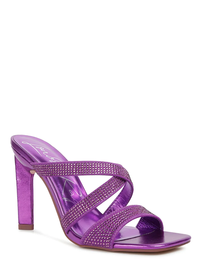 London Rag Rhinestone Embellished Straps Sandals in Purple