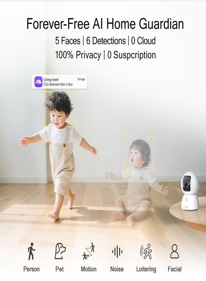 CINMOORE 5G Security Camera Indoor, 3K Pet/Dog Camera with Speaker/Phone App, PTZ WiFi Baby Monitor Cameras for Home Security, 0-Glow Night Vision 2-Way Talk, AI Tracking Facial Recognition Time Lapse - Image 3