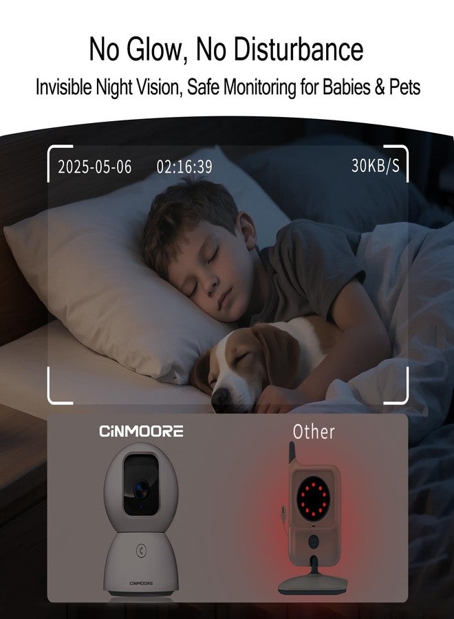 CINMOORE 5G Security Camera Indoor, 3K Pet/Dog Camera with Speaker/Phone App, PTZ WiFi Baby Monitor Cameras for Home Security, 0-Glow Night Vision 2-Way Talk, AI Tracking Facial Recognition Time Lapse - Image 5