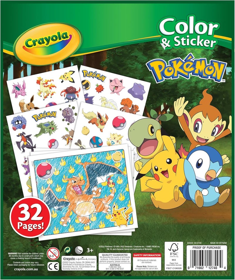 Crayola Pokémon Colouring Book with Stickers – 32 Fun Activity Pages & 4 Sticker Sheets | Kids Creative Colouring Set | Travel Activity Book for Boys & Girls Ages 3+ - Image 2