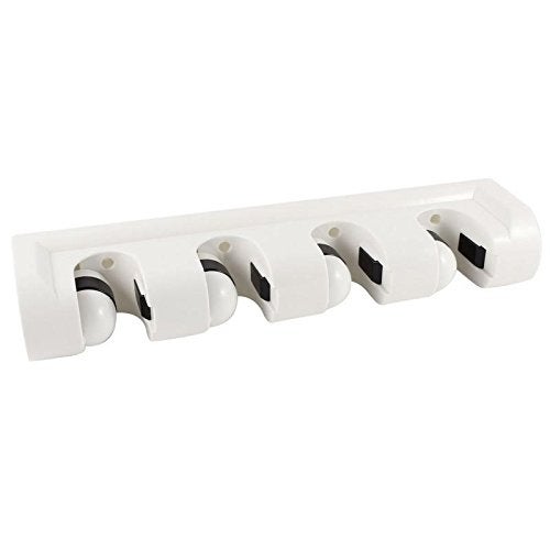 WallMounted Broom Mop Magic Holder with 4 Holders 1 Piece Material Plastic Colour OffWhite - Image 1