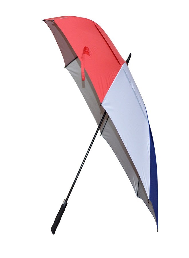 GolfBasic Full EP Coated Automatic Open Double Canopy Golf Umbrella (Red/White/Blue) - Image 3