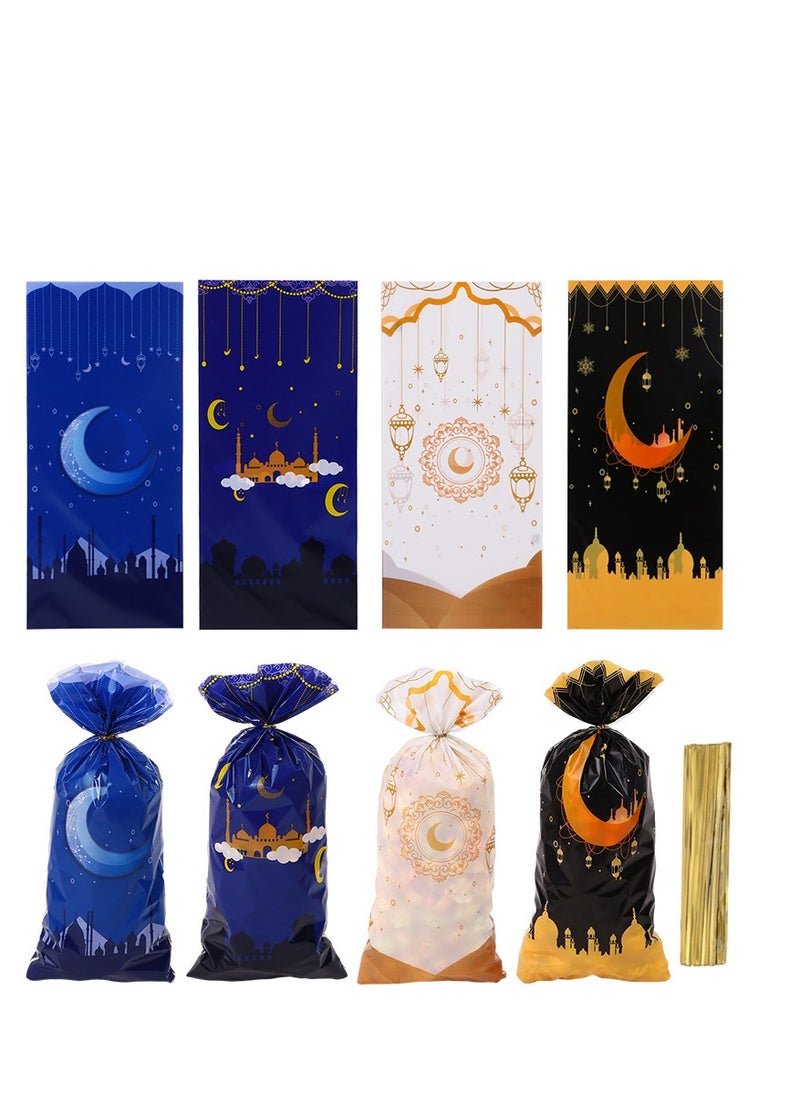 Y&D 100Pcs Ramadan  Eid Mubarak Gift Bags Plastic Cookie Candy Bag Ramadan Kareem Decor  - Image 1
