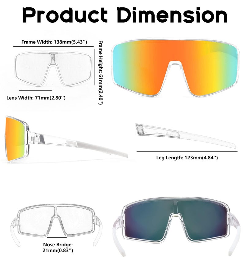 Karsaer Sports Sunglasses, Polarized Oversized Shield for Women Men Youth, Baseball Cycling Running Outdoor Visor E1081 - Image 4