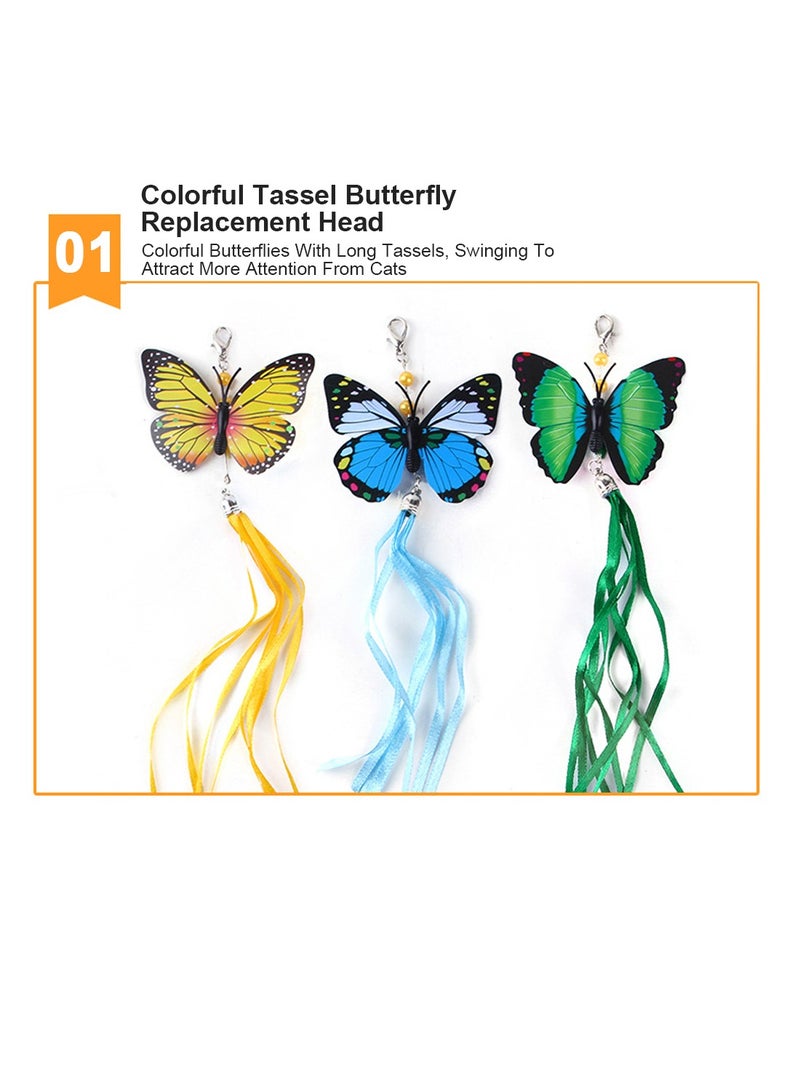 Kidle 11 قطعة من ألعاب القطط الداخلية، مجموعة عصا تحفيزية تفاعلية للحيوانات الأليفة، ألعاب عصا ريشة للقطط ودعابة على شكل فراشة - Image 3