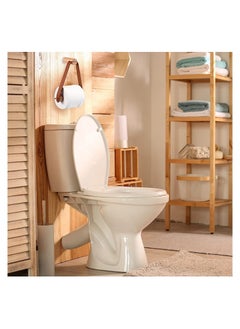 Y&D Wood & Leather Wall Toilet Paper Holder, Vintage Design Rustic Tissue Rolls Holder with Self Adhesive, Graceful and Natural Bathroom Accessories, 1 Pcs (Brown)  - Image 2