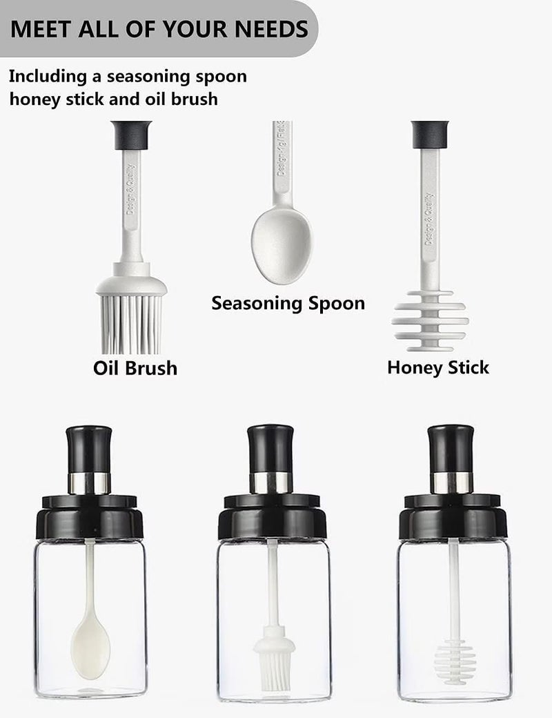 LOCANS Silicate Glass Pickle Ghee Honey Jar Set of 3 Oil Dispenser Honey Dispenser Bottle Kitchen Seasoning Bottle Food Storage Jar Spice Jars Pickle Jar Pack of 3 - Image 4