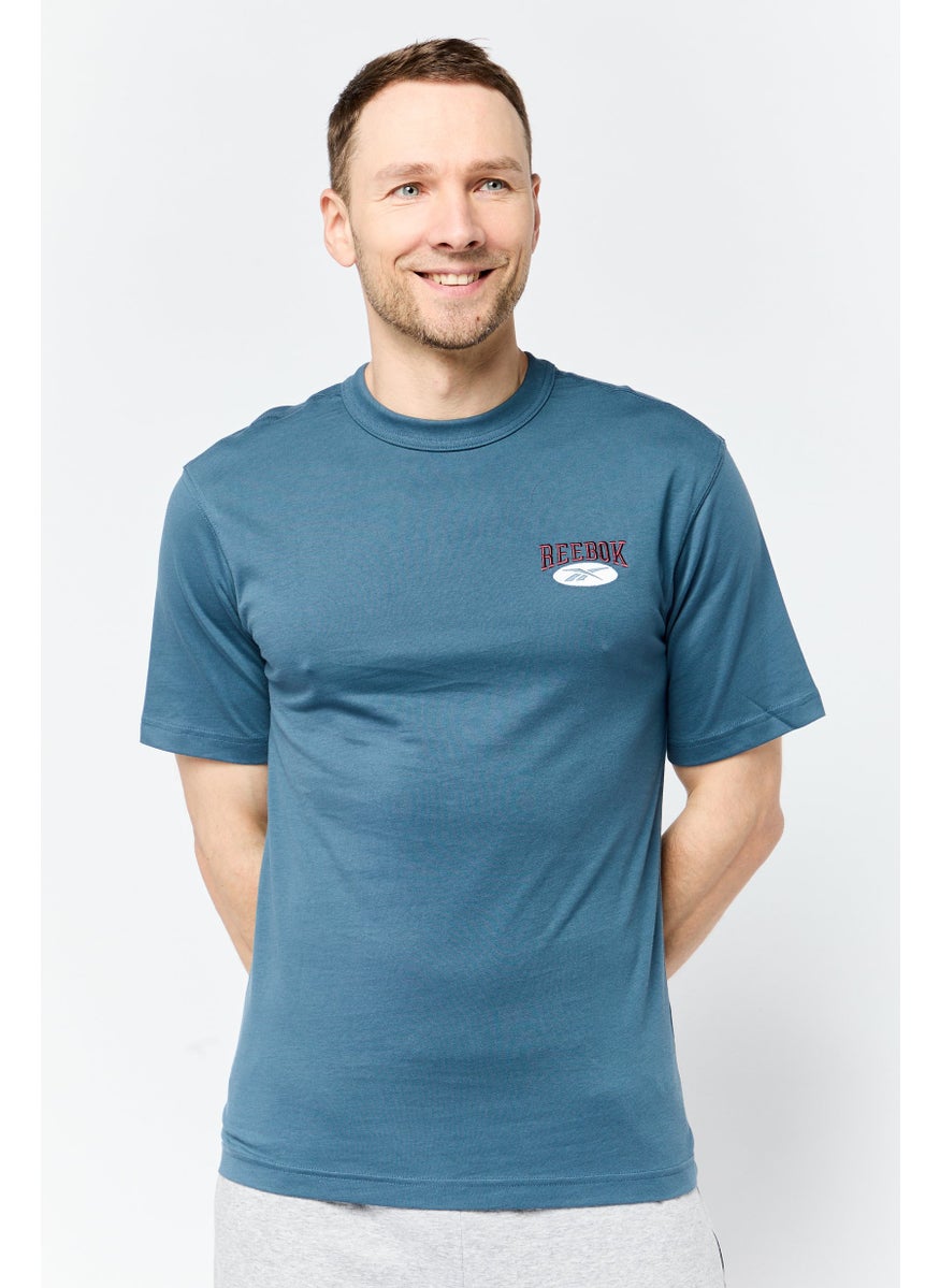 Reebok Men Sportswear Fit Short Sleeve Outdoor T-Shirt, Slate Blue  - Image 1