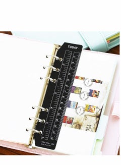 Y&D 4 Pcs Plastic Page Marker Pouch Pagefinder Measuring Today Ruler for A6 Size 6-Hole Binder Notebook, Clear and Black  - Image 2