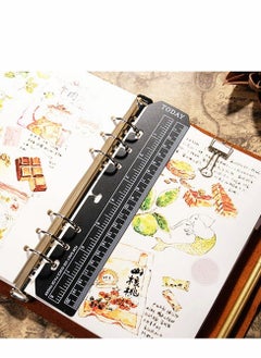 Y&D 4 Pcs Plastic Page Marker Pouch Pagefinder Measuring Today Ruler for A6 Size 6-Hole Binder Notebook, Clear and Black  - Image 5