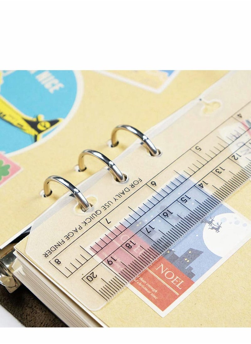 Y&D - 4 Pcs Plastic Page Marker Pouch Pagefinder Measuring Today Ruler for A6 Size 6-Hole Binder Notebook, Clear and Black - Image 1