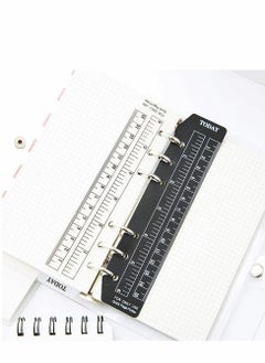 Y&D 4 Pcs Plastic Page Marker Pouch Pagefinder Measuring Today Ruler for A6 Size 6-Hole Binder Notebook, Clear and Black  - Image 3