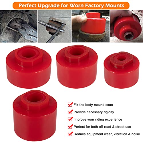 Bonbo 6-116 Body Mount Bushing Kit Fits for Ford Explorer Sport Trac 2001-2005 2WD 4WD Polyurethane Body Mount Kit (Red 18 Pcs) - Image 2