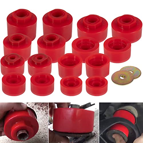 Bonbo 6-116 Body Mount Bushing Kit Fits for Ford Explorer Sport Trac 2001-2005 2WD 4WD Polyurethane Body Mount Kit (Red 18 Pcs) - Image 1