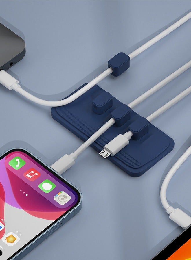 ماجنيتك مشابك إدارة الكابلات، حامل كابلات مغناطيسي مزود بخمسة مشابك، حافظة أسلاك متعددة الأغراض لسطح المكتب، لكابلات USB، والكابلات الدقيقة، تلتصق بالخشب، والرخام، والمعدن، والزجاج، باللون الأزرق - Image 2