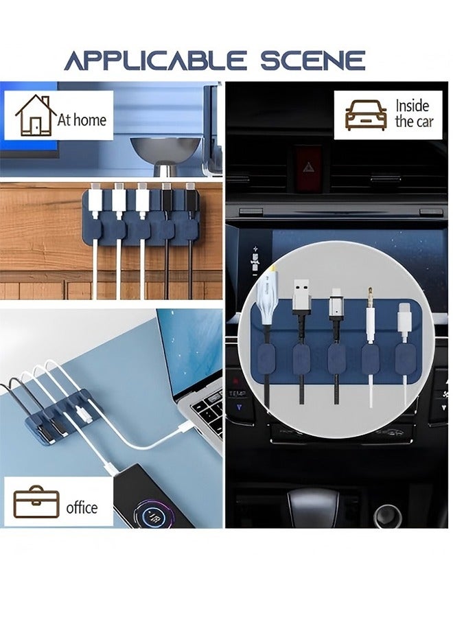 ماجنيتك مشابك إدارة الكابلات، حامل كابلات مغناطيسي مزود بخمسة مشابك، حافظة أسلاك متعددة الأغراض لسطح المكتب، لكابلات USB، والكابلات الدقيقة، تلتصق بالخشب، والرخام، والمعدن، والزجاج، باللون الأزرق - Image 4