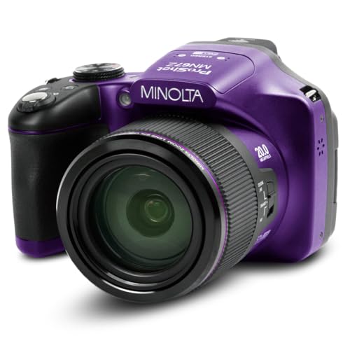 Minolta Pro Shot 20MP Digital Camera – 67x Optical Zoom, Full 1080p HD Video, Optical Image Stabilization, Wi-Fi, 3-inch Articulating LCD Screen, 27 Scene Modes – Includes 16GB SD Card (Purple) - Image 1
