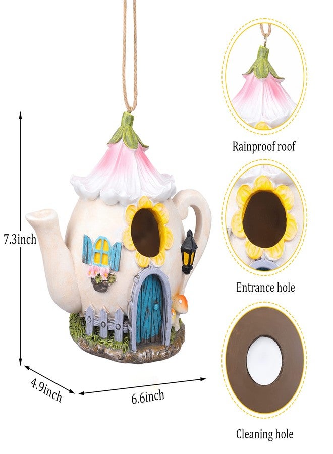 Yinns Birdhouses, Resin Bird House for Outside, Decorative Bird Houses, Hanging Watering Can Bird Houses for Outdoors Cardinal Bluebird Wild Birds - Image 3
