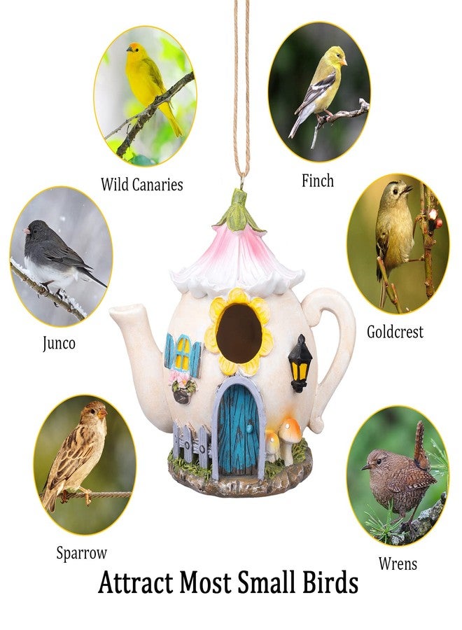 Yinns Birdhouses, Resin Bird House for Outside, Decorative Bird Houses, Hanging Watering Can Bird Houses for Outdoors Cardinal Bluebird Wild Birds - Image 4