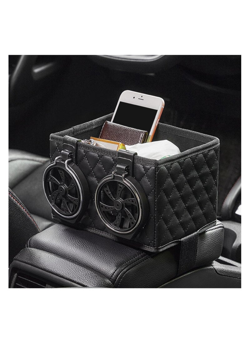 SYOSI Car Armrest Storage Box, Fixed Car Storage Box, Car Armrest Storage Box with 2 Cup Holders, Armrest Storage Box for Your Car, Multifunctional Car Console Side Organizer7*4.5 * 4.5inch  - Image 4