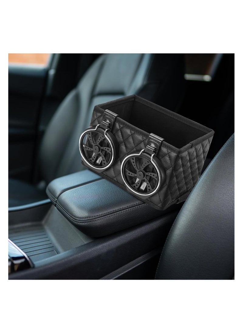 SYOSI Car Armrest Storage Box, Fixed Car Storage Box, Car Armrest Storage Box with 2 Cup Holders, Armrest Storage Box for Your Car, Multifunctional Car Console Side Organizer7*4.5 * 4.5inch  - Image 2