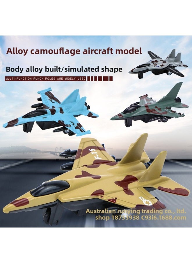 Children's Alloy Toy Car Pull Back Fighter Model City Sanitation Car Simulation Jeep School Bus Suit-Color:1210-805 Simulation Model Aircraft Alloy Pull Back Series  - Image 5