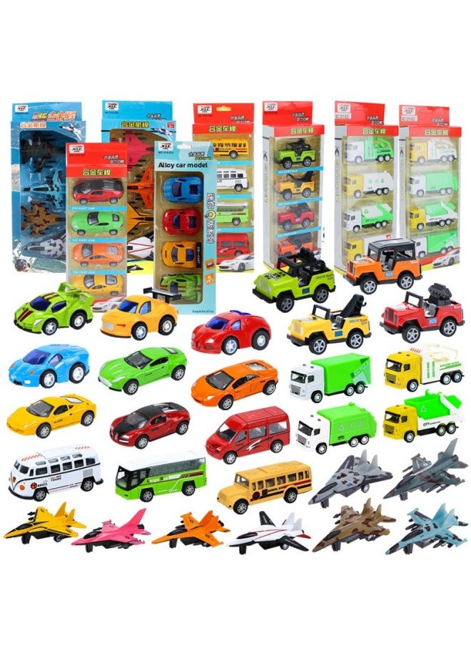 Children's Alloy Toy Car Pull Back Fighter Model City Sanitation Car Simulation Jeep School Bus Suit-Color:1210-805 Simulation Model Aircraft Alloy Pull Back Series  - Image 2