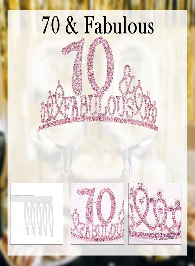 هابدو زينة عيد ميلاد هابدو الوردي السبعين للنساء، وشاح وتاج عيد الميلاد السبعين، وزينة حفلات رائعة مع تاج ووشاح - Image 5