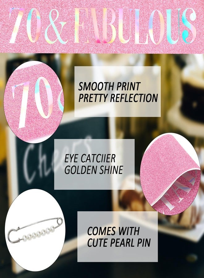 هابدو زينة عيد ميلاد هابدو الوردي السبعين للنساء، وشاح وتاج عيد الميلاد السبعين، وزينة حفلات رائعة مع تاج ووشاح - Image 4