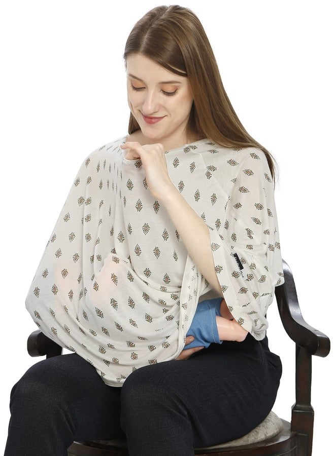 Feather Hug غطاء رضاعة فاخر من فيذر هاغ 360 درجة - مئزر رضاعة للأم، غطاء رضاعة مطاطي للأم، غطاء رضاعة طبيعي يسمح بمرور الهواء (زهرة خضراء)، قطعة واحدة - Image 1