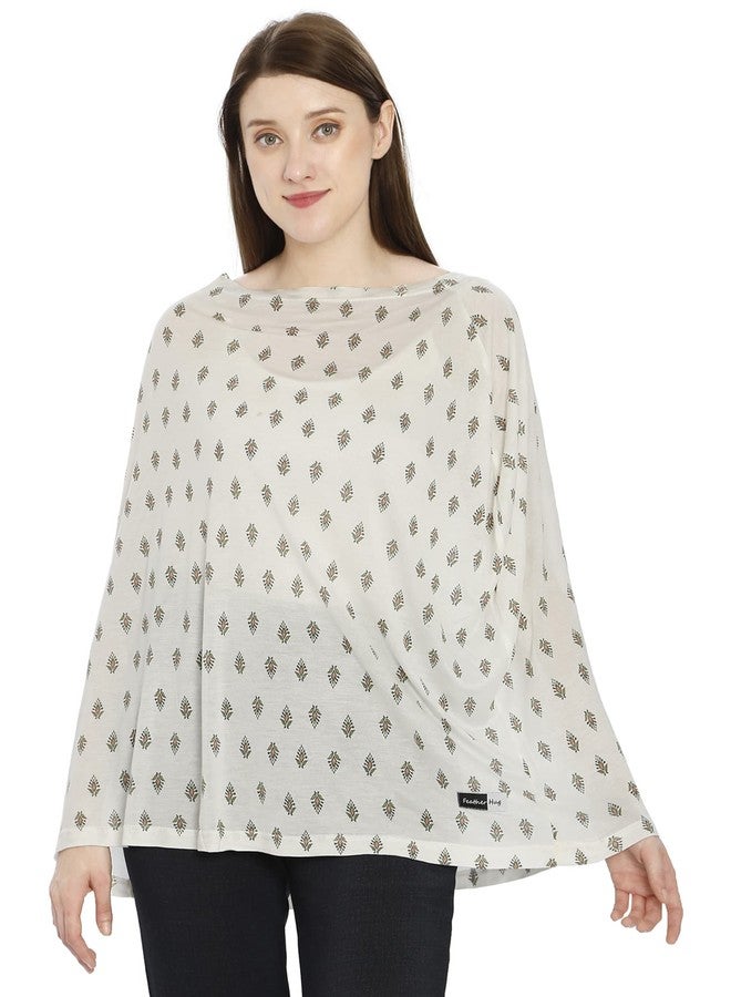 Feather Hug غطاء رضاعة فاخر من فيذر هاغ 360 درجة - مئزر رضاعة للأم، غطاء رضاعة مطاطي للأم، غطاء رضاعة طبيعي يسمح بمرور الهواء (زهرة خضراء)، قطعة واحدة - Image 5