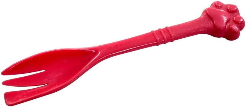 Kunhe Pet Dog Cat Feeding Scooping Can Tin Food Fork Mixing Spoon Pink 7.48Inch - Image 1
