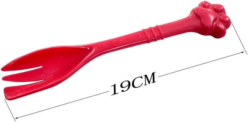 Kunhe Pet Dog Cat Feeding Scooping Can Tin Food Fork Mixing Spoon Pink 7.48Inch - Image 2