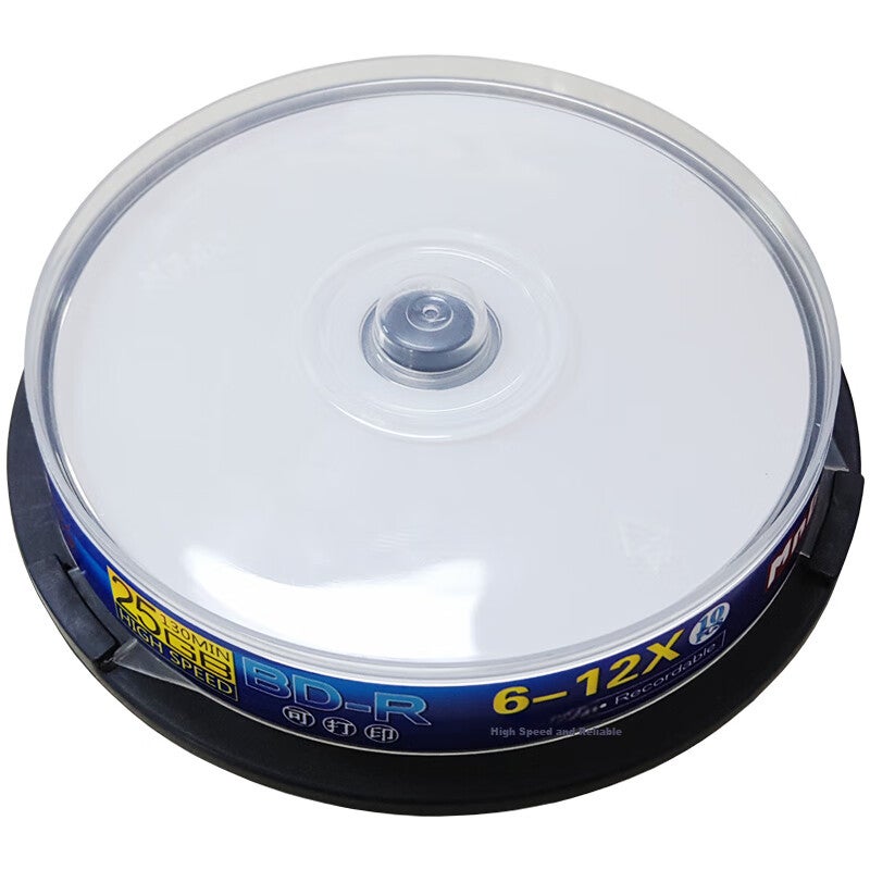 JD Jing Zao أقراص MNDA BD-R Blu-Ray/أقراص قابلة للتسجيل، سرعة 6-12x، 25GB، قابلة للطباعة، 10 قطع في برميل - Image 1