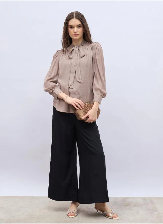 Styli Styli Solid Wide Leg Culottes with Elasticated Waistband