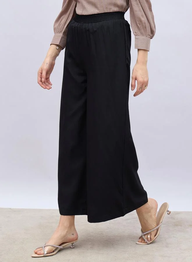 Styli Styli Solid Wide Leg Culottes with Elasticated Waistband