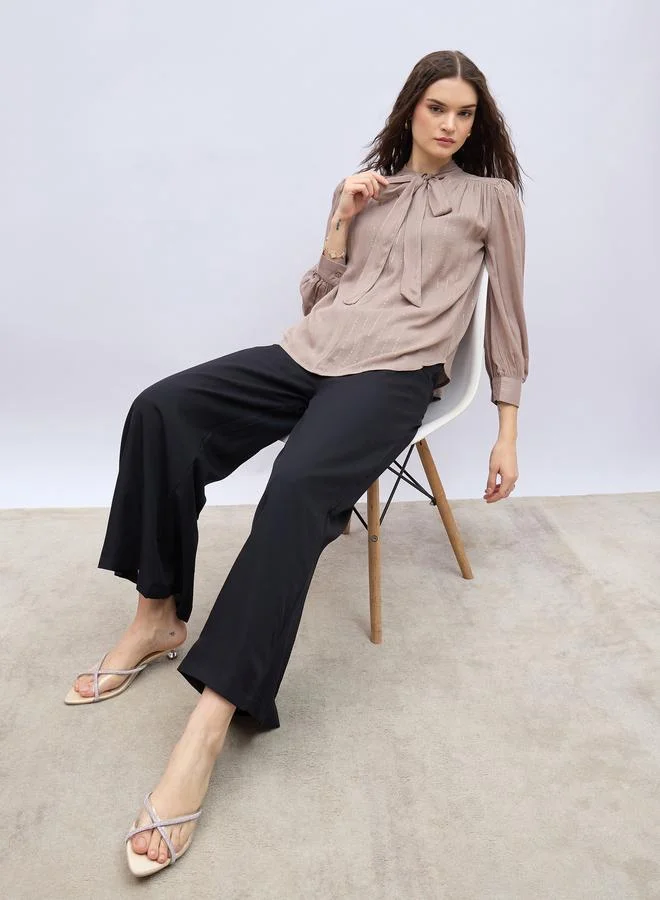 Styli Styli Solid Wide Leg Culottes with Elasticated Waistband