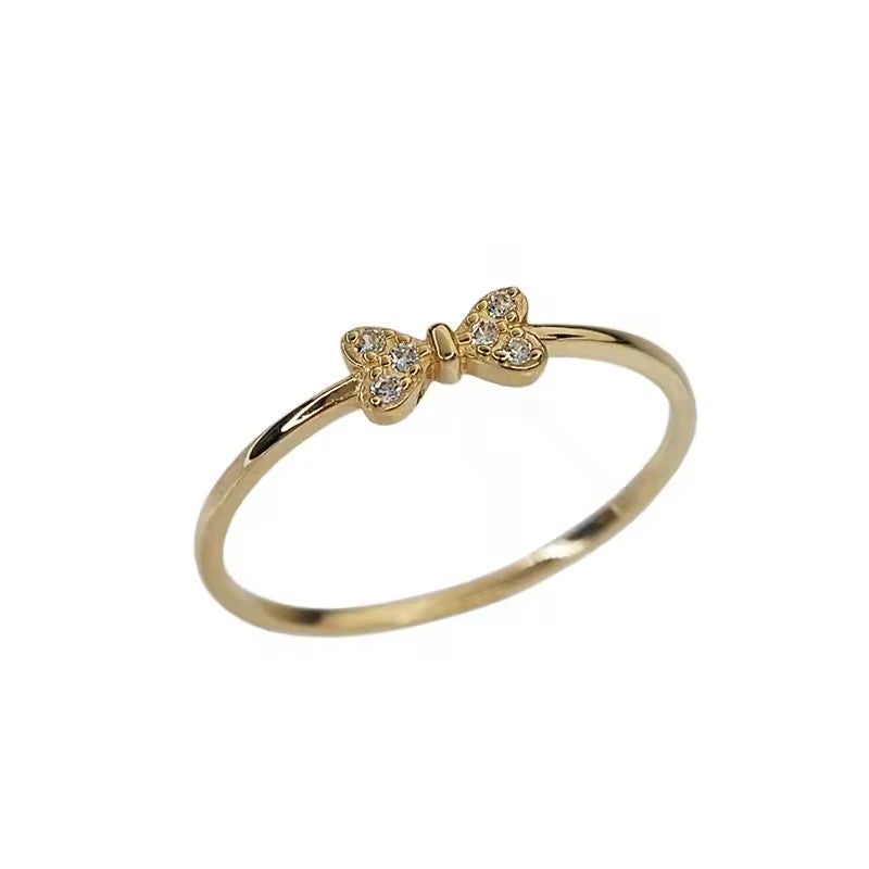 Bluejw 925 Sterling Silver Bow Zircon Ring for Women – 14K Gold Plated Fashion Jewelry Engagement & Wedding Ring, Elegant Cubic Zirconia Statement Rings - Image 1