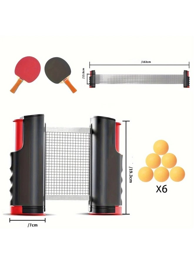 Generic Table Tennis Training Set，Ping Pong Paddles Set, Portable Table Tennis Paddles Set with Retractable Tennis Net, 2 Rackets, 6 Balls and Carry Bag for Indoor/Outdoor Games - Image 2