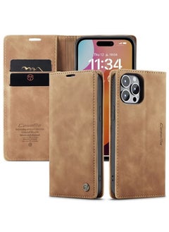 CaseMe Case Compatible with Iphone 15 Pro, Wallet Case with 3 Card Slots and Strong Magnetic Shockproof TPU Interior Case, PU Leather Magnetic Flip Cover for Iphone 15 Pro(Brown)  - Image 2
