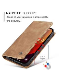 CaseMe Case Compatible with Iphone 15 Pro, Wallet Case with 3 Card Slots and Strong Magnetic Shockproof TPU Interior Case, PU Leather Magnetic Flip Cover for Iphone 15 Pro(Brown)  - Image 4