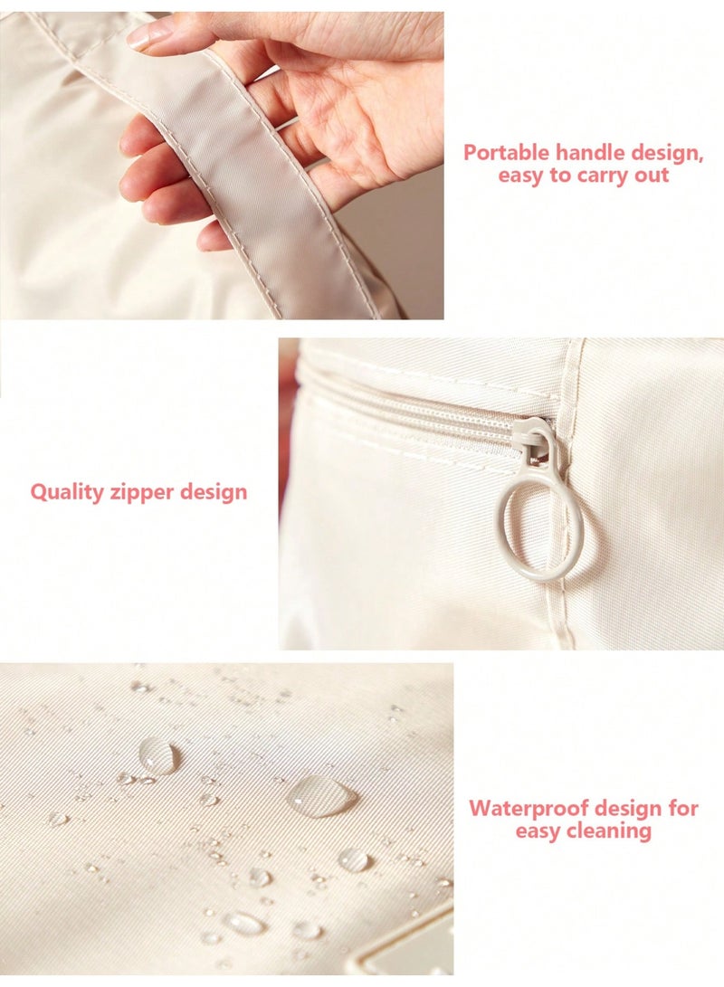 Miamia 1 Pcs Multifunctional Hanging Makeup Bag with Large Capacity Storage Easy to Carry Suitable as a Gift Bohemian Style White - Image 4