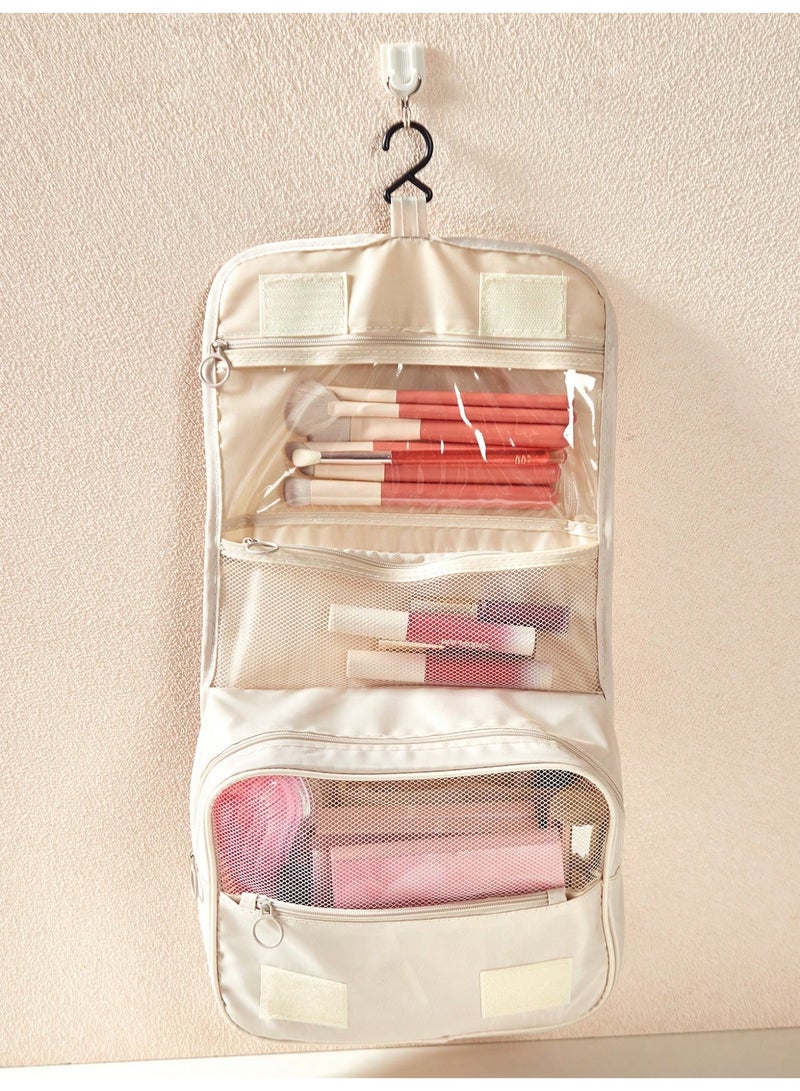 Miamia 1 Pcs Multifunctional Hanging Makeup Bag with Large Capacity Storage Easy to Carry Suitable as a Gift Bohemian Style White - Image 3