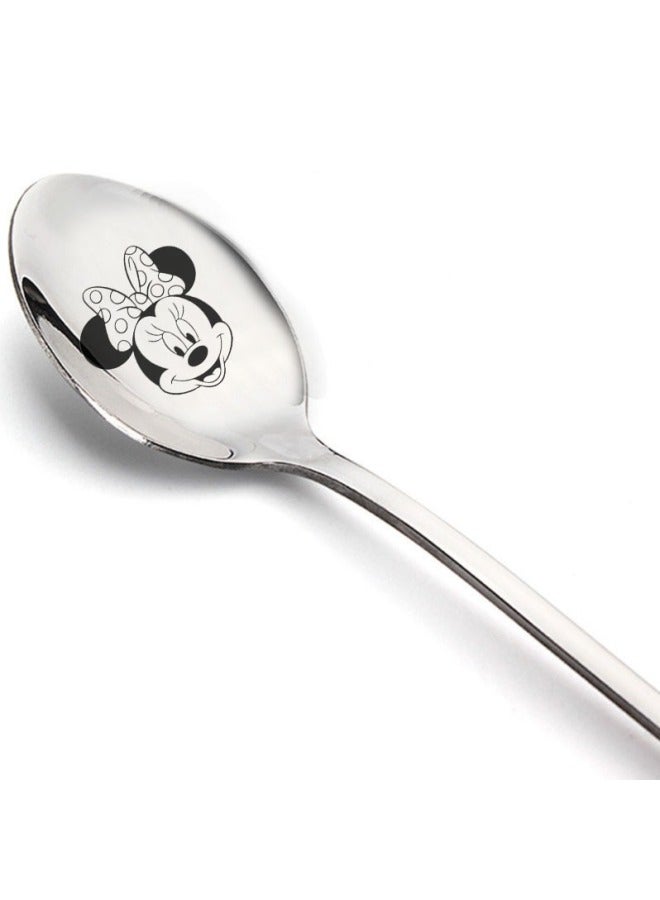 Classic Gift Cute Cartoon Pattern Stetney Donald Duck Bear Mickey Mouse Stainless Steel Spoon Ice-cream Spoon-Specifications:42#  - Image 3
