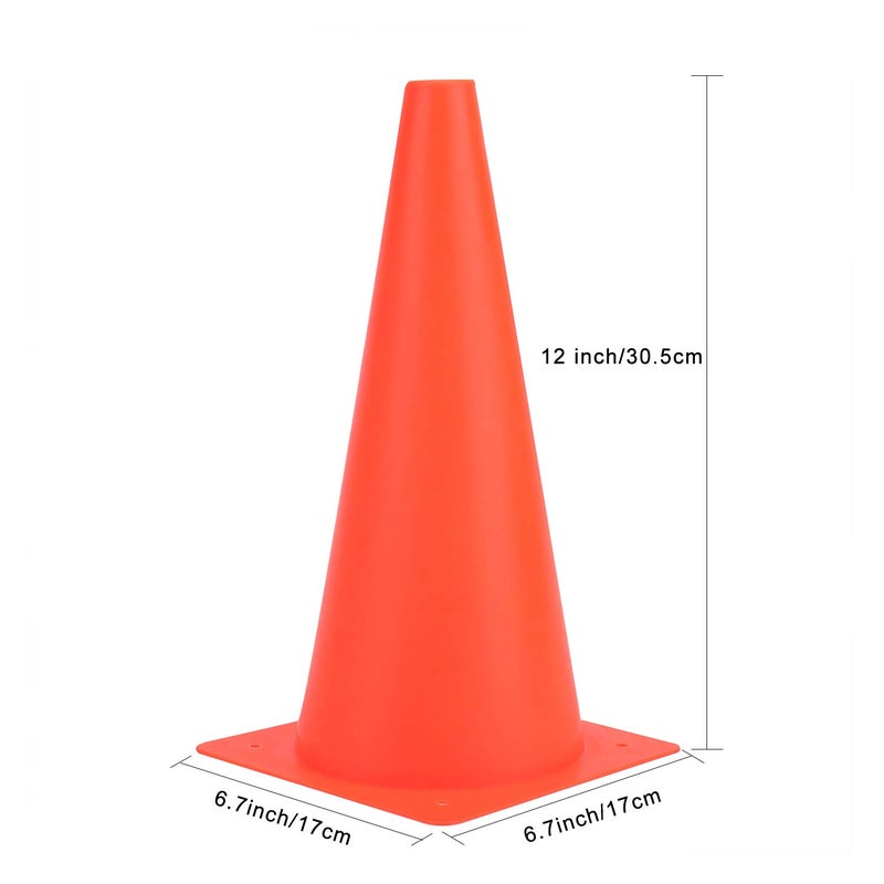 Fragraim 12 Inch 12 Pack Orange Traffic Training Cones, Plastic Safety Parking Cones, Agility Field Marker Cones for Soccer Basketball Football Drills Training, Outdoor Sport Activity & Festive Events - Image 4
