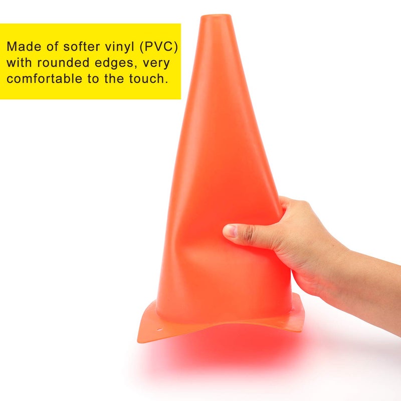 Fragraim 12 Inch 12 Pack Orange Traffic Training Cones, Plastic Safety Parking Cones, Agility Field Marker Cones for Soccer Basketball Football Drills Training, Outdoor Sport Activity & Festive Events - Image 3