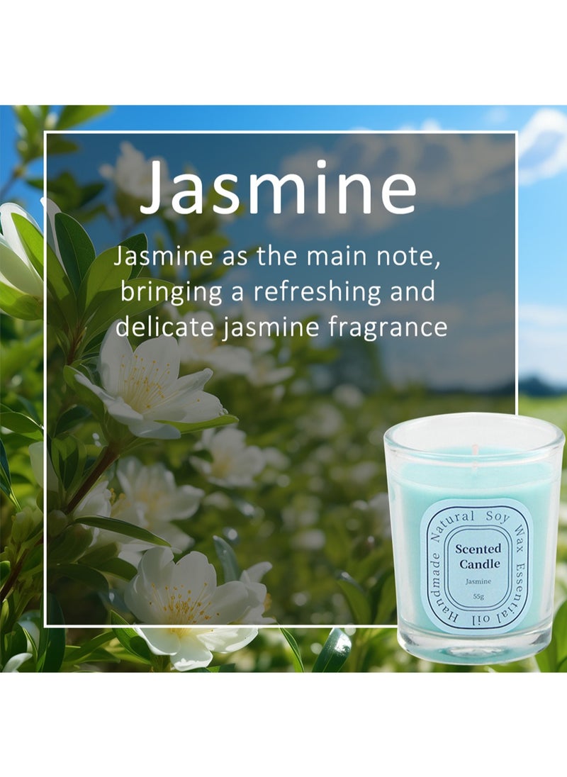 ruidisen Scented Candle, Long Lasting Aromatherapy Jar Natural Soy Wax Candles Air Freshener for Home, Yoga 55g (Jasmine)  - Image 3